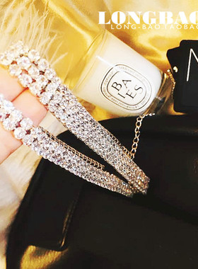 欧美新款街拍双层闪钻多层项链