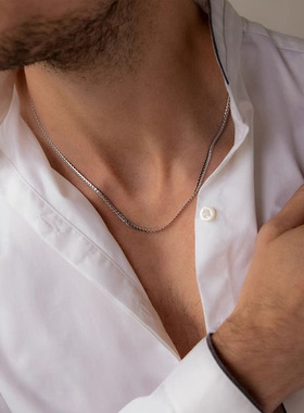 古巴链男生金色颈链高级感