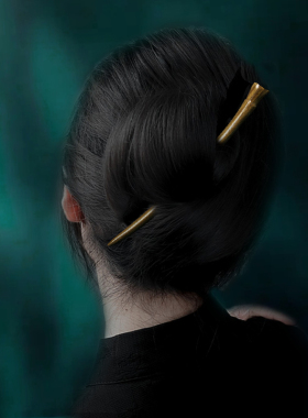 小李子簪子绿檀木简约日常发钗