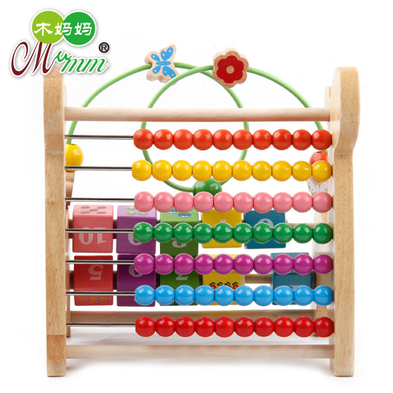 木制儿童早教益智力玩具多功能原色小鹿串珠绕珠款/敲琴款计算架,淘宝优惠券,粉丝福利购,淘宝优惠卷