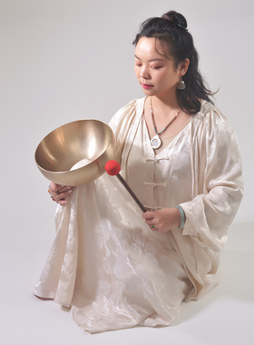 梵木果头疗钵尼泊尔手工颂钵SPA采耳养生馆用冥想瑜伽膝盖钵