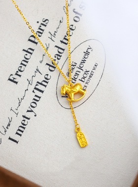 金店同款沙金古法马上有钱平安吊坠项链女仿真黄金小众高级感礼物