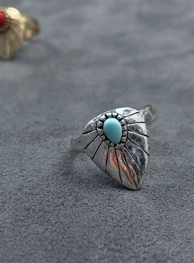 老货lucky打标做旧松石戒指