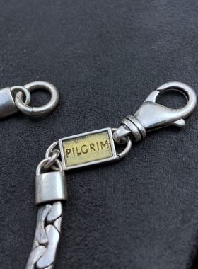老货pilgrim打标中性旧银色手链