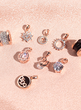 镀18k玫瑰单独吊坠女貔貅锆石