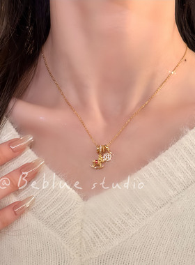 马载金来~铜钱小马金色项链女轻奢贵气感锁骨链小众高级毛感衣链