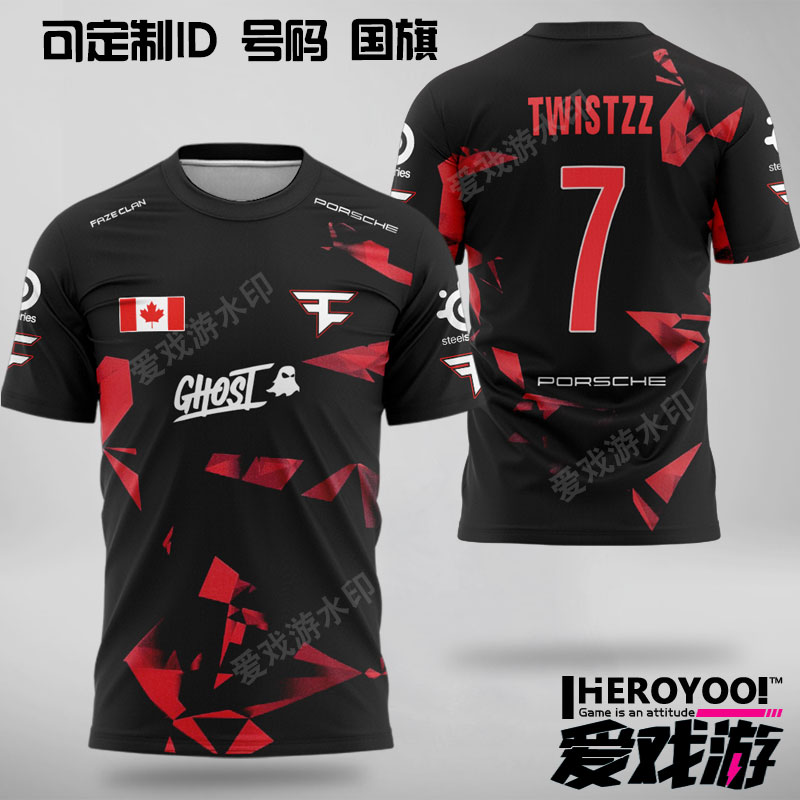 faze clan队服CSGO可定制ID电竞服比赛major衣服短袖T恤TWISTZZ-图0