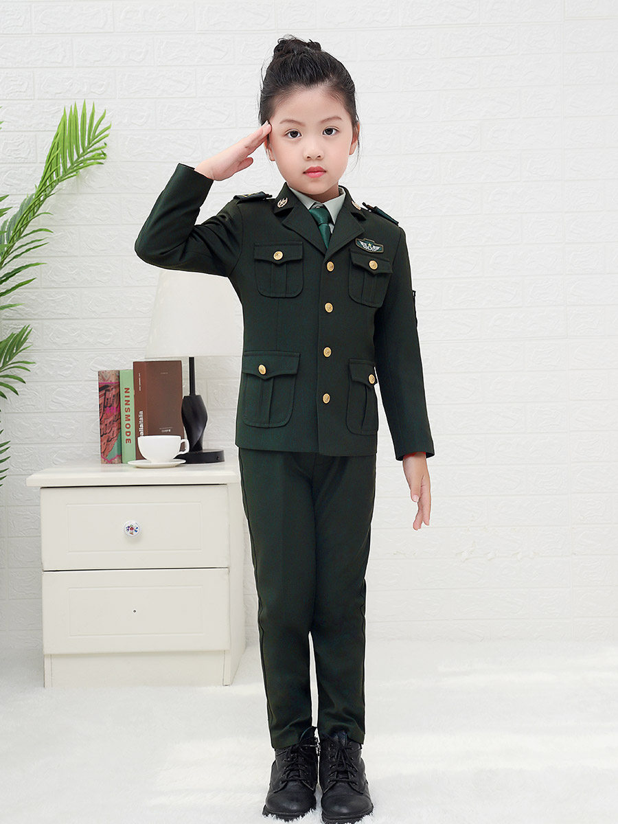 儿童军装演出服女童套装小孩特种兵迷彩服战狼军装裤中大童秋装