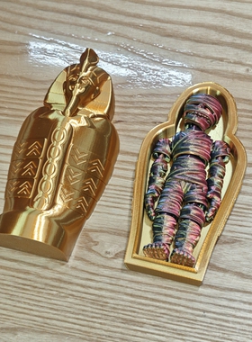 木乃伊金棺材狮身人面像摆件装饰