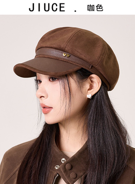 韩国爱心标八角帽女新款英伦复古百搭画家帽春秋显脸小休闲鸭舌帽