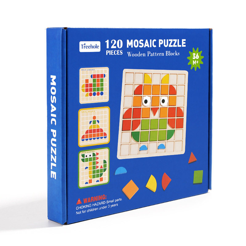 Mosaic Puzzle Wooden Block外贸儿童木板拼图玩具马赛克立体拼图,淘宝优惠券,粉丝福利购,淘宝优惠卷