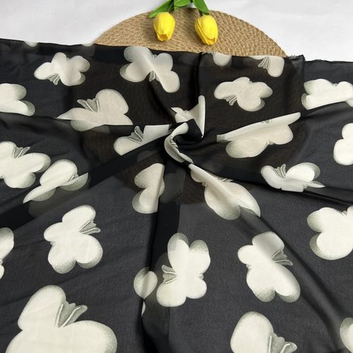 珍珠雪纺印花面料批发微透有垂感时尚甜美夏季连衣裙衬衫服装布料 - 图2