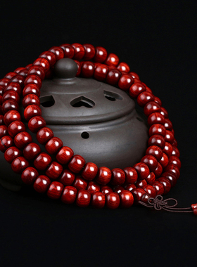 印度小叶紫檀手串108颗苹果珠泥料檀香木文玩佛珠手链男女士念珠