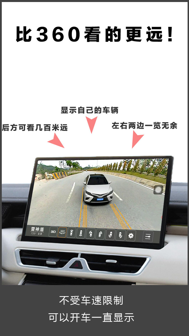 雷神盾2025款巨幕720度全景停车监控导航行车记录仪 13寸大屏夜视,淘宝优惠券,粉丝福利购,淘宝优惠卷
