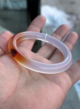 纯天然精品高冰起荧光暗黑太阳玛瑙圆条手镯口径60mm包邮奇货可居