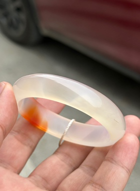 纯天然精品高冰鸿运当头马红玛瑙手镯口径54mm包邮像太阳