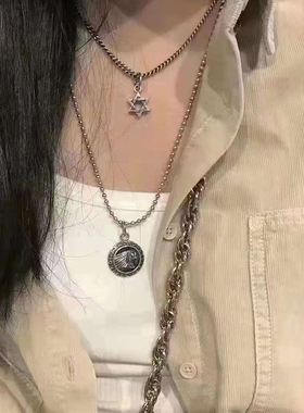 KING BABY六芒星项链925银明星同款个性摇滚嘻哈潮流ins风气质