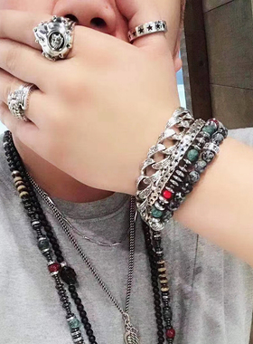 KING BABY印第安戒指摩托车引擎盖男戒925银个性嘻哈摇滚机车