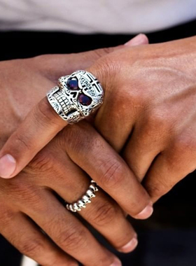 戒指骷髅KINGBABY石榴石