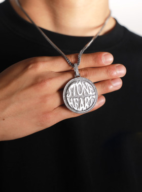 男女同款可旋转项坠手工镶嵌