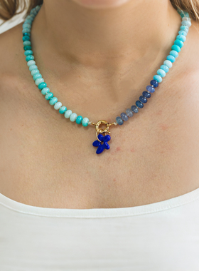 多巴胺花朵项链手工串珠锁骨链