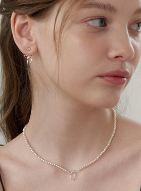 Vögel「珍珠少女」小米珠蝴蝶结锁骨链女高级感小众珍珠项链颈链