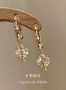 Vögel「金竹」小众独特竹节老钱风耳坠耳圈耳环金色高级感耳饰女
