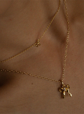 Vögel「预谋」双层蝴蝶结高级感轻奢小众毛衣链女配饰女叠戴项链