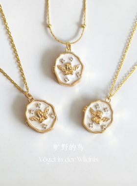 Vögel「天使相盒」定制吊坠纪念亲人宠物翻盖打开可放装照片项链