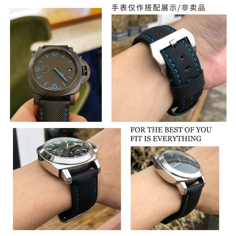 碳纤维夜光表带适用沛纳海panerai胖大海pam01661魔术贴男24 26mm - 图2