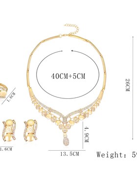 Necklace set for ladies and four pieces of bridal jewelry