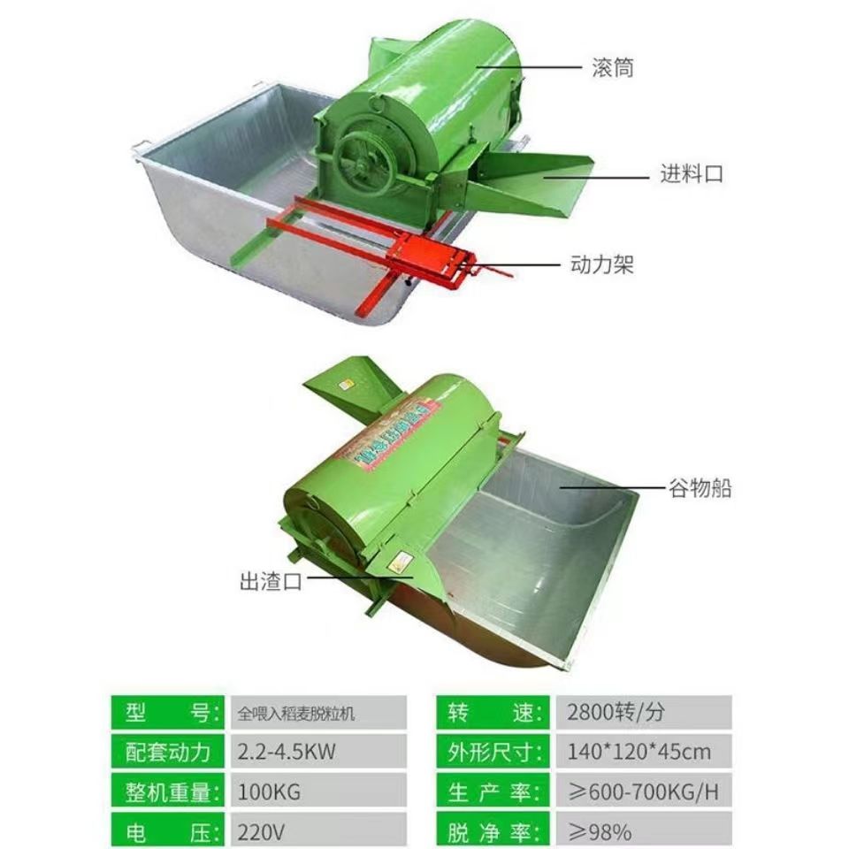 2023款小型家用全喂入 水稻 小麦 油菜脱粒机打谷打禾打稻机包邮