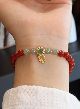 春日樱新中式天然南红玛瑙手串文玩佛珠沉香翡翠捕梦网精致串珠手
