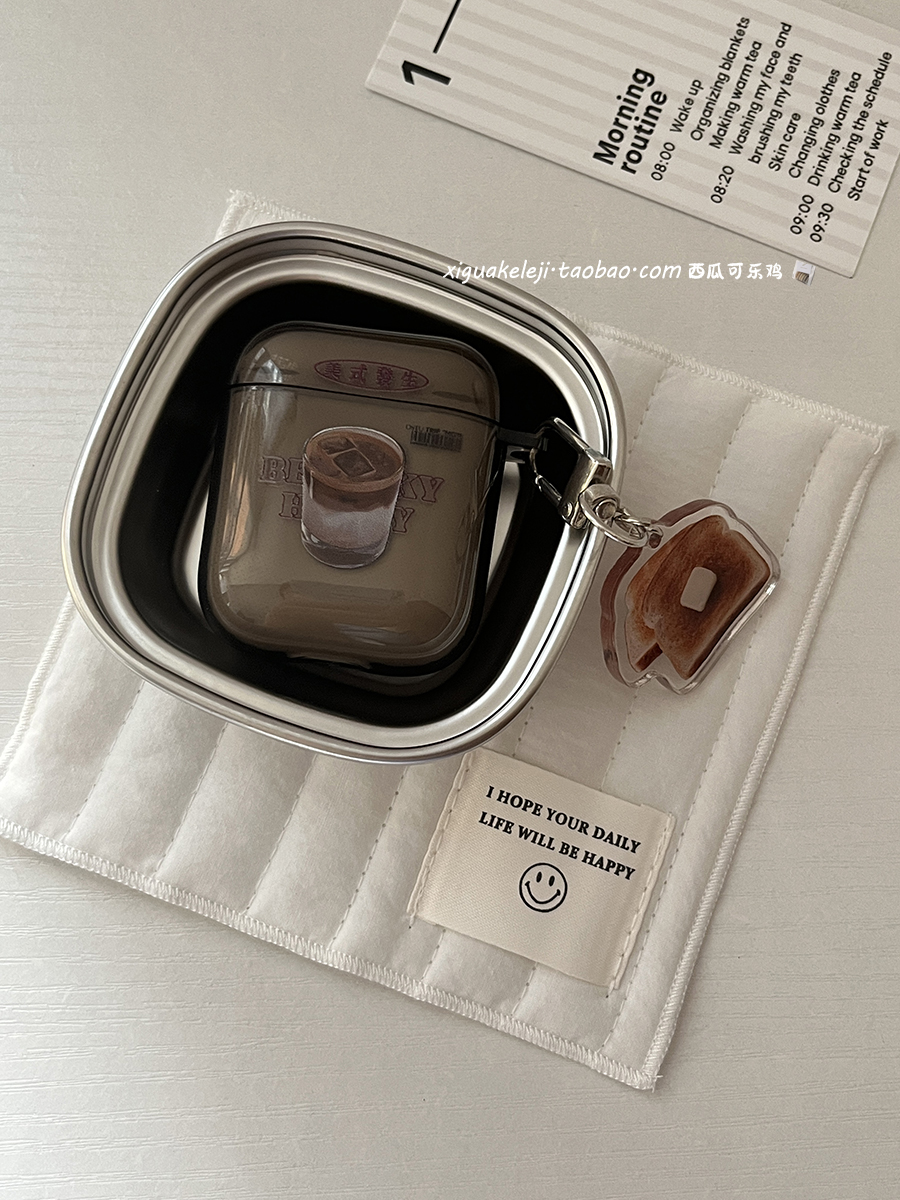 美式发生,复古风airpods3代保护套1/2/4/5适用苹果耳机保护壳pro二代三四五硅胶半透明软小众高级感简约ins - 图1