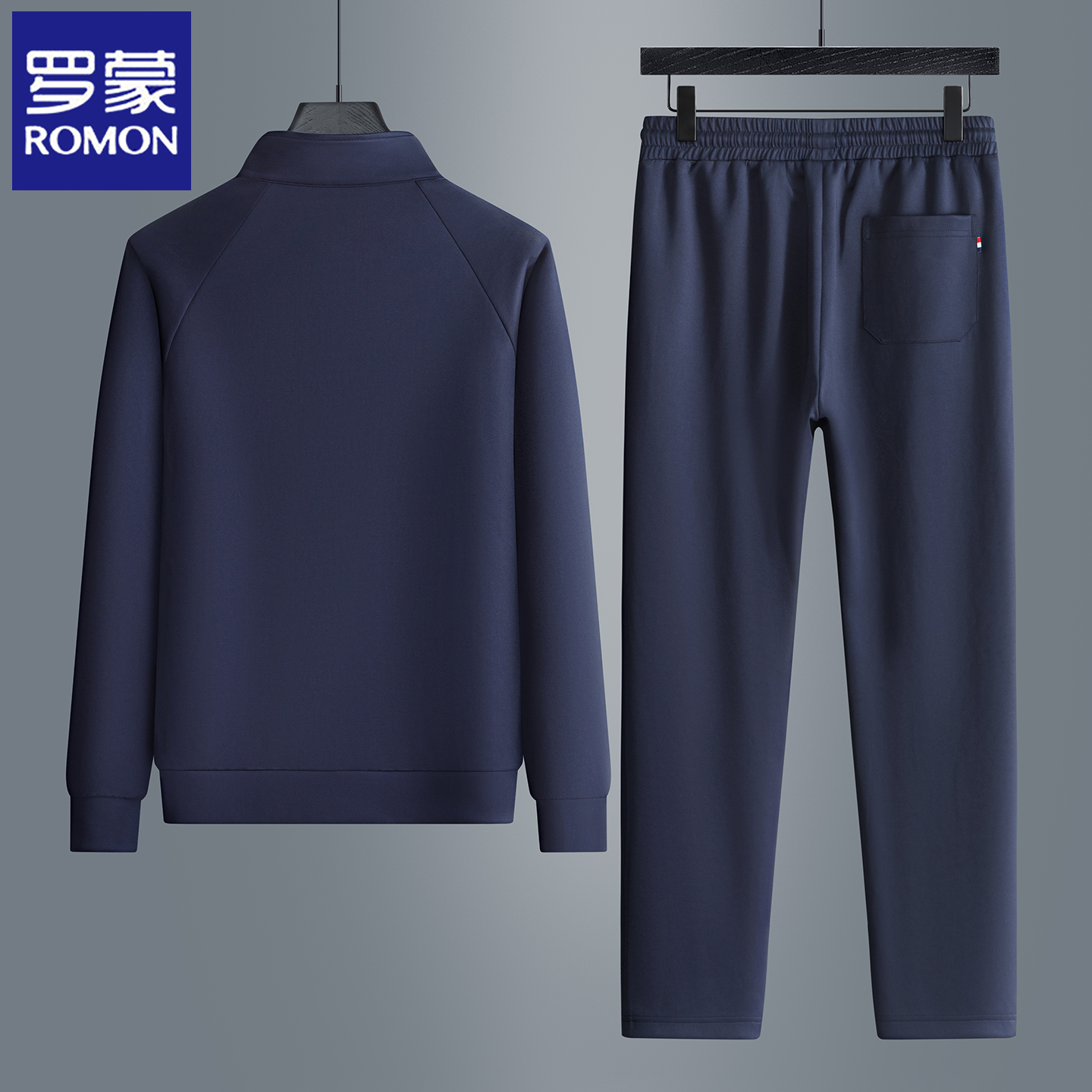 罗蒙2025春秋季新款高端休闲套装男士百搭立领外套休闲运动两件套 - 图2