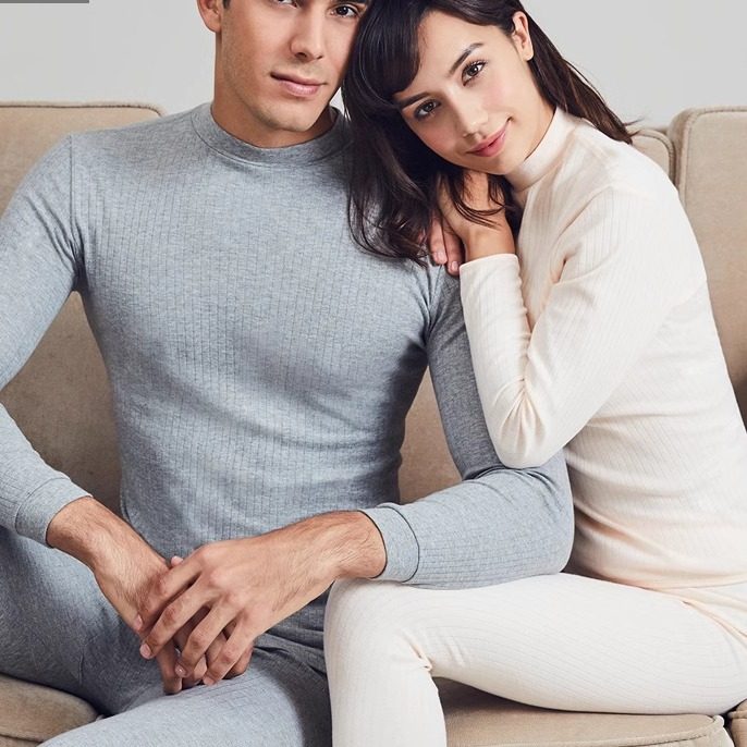 三枪内衣女秋冬半高领100%纯棉薄款男秋衣秋裤抽条全棉打底衫套装,淘宝优惠券,粉丝福利购,淘宝优惠卷