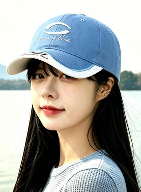 韩版撞色刺绣棒球帽女防晒显脸小