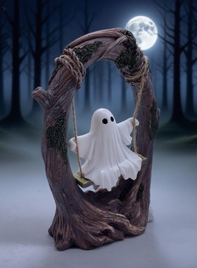 万圣节Swing Ghost Decoration荡秋千幽灵桌面玄关摆件家居装饰