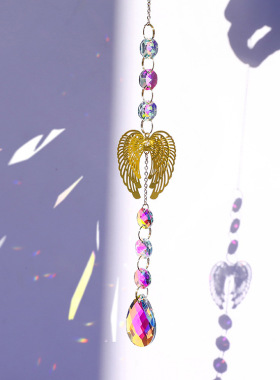 蝴蝶太阳捕手水晶风铃珠帘家用门帘装饰窗户阳台挂件挂饰房间挂件