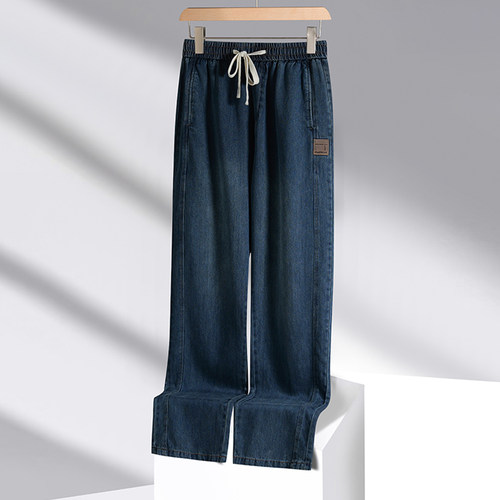 春秋加长版牛仔裤120cm宽松阔腿潮牌加绒高个子190男裤115cm系绳 - 图2