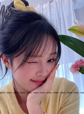 柠檬黄蝴蝶结大肠发圈可爱