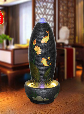 中式流水喷泉招财摆件家居客厅