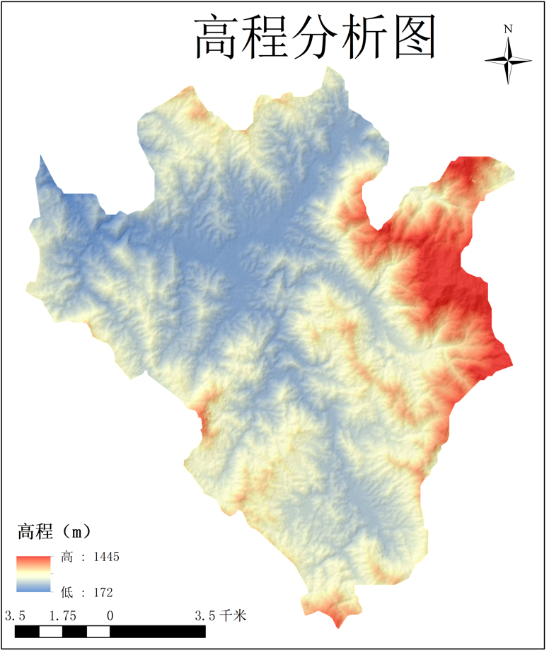 高程坡度坡向核密度热力图gis代做地形分析arcgis代画做图可达性