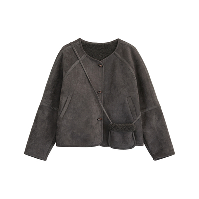 咖咪羽外套女秋冬新款加厚皮毛一体流行时髦洋气宽松加绒女装上衣