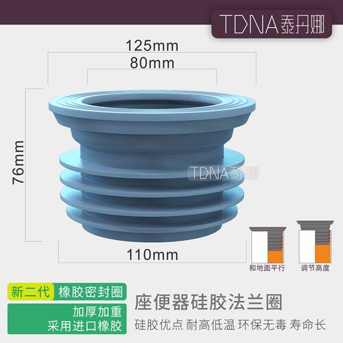 蹲便器陶瓷弯头存水S弯管密封圈蹲坑无弯接口连接橡胶通用接110管 - 图2