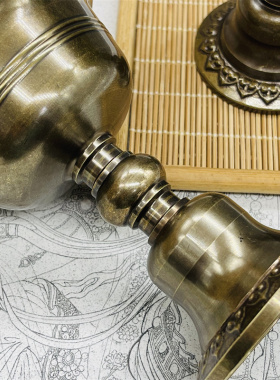 黄铜保真西藏式家用仿古酥油灯座