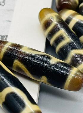 保真天然玛瑙老天珠牙黄虎牙吊坠