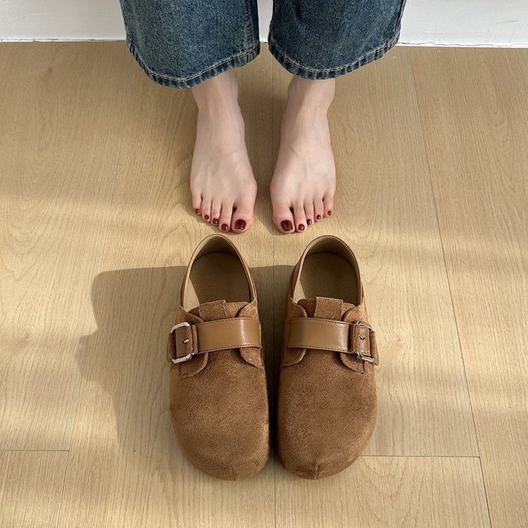 2026春季新款韩系风牛反绒磨砂皮深口平休闲鞋女平底舒适勃肯单鞋,淘宝优惠券,粉丝福利购,淘宝优惠卷