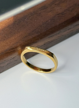 冷淡风法语我爱你字母戒指不掉色