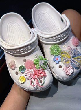 春日多巴胺花朵高级洞洞鞋配饰鞋花适配crocs卡骆驰装饰配件鞋扣